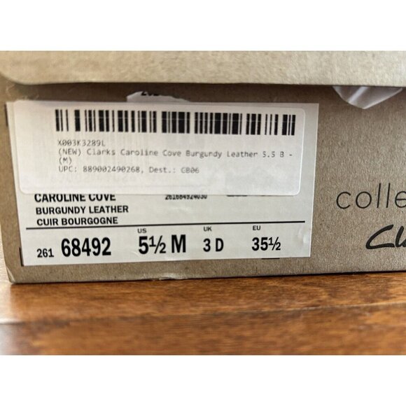 Clarks Women's Caroline Cove Oxford Burgundy Leather 5.5 M NEW - Picture 5 of 9